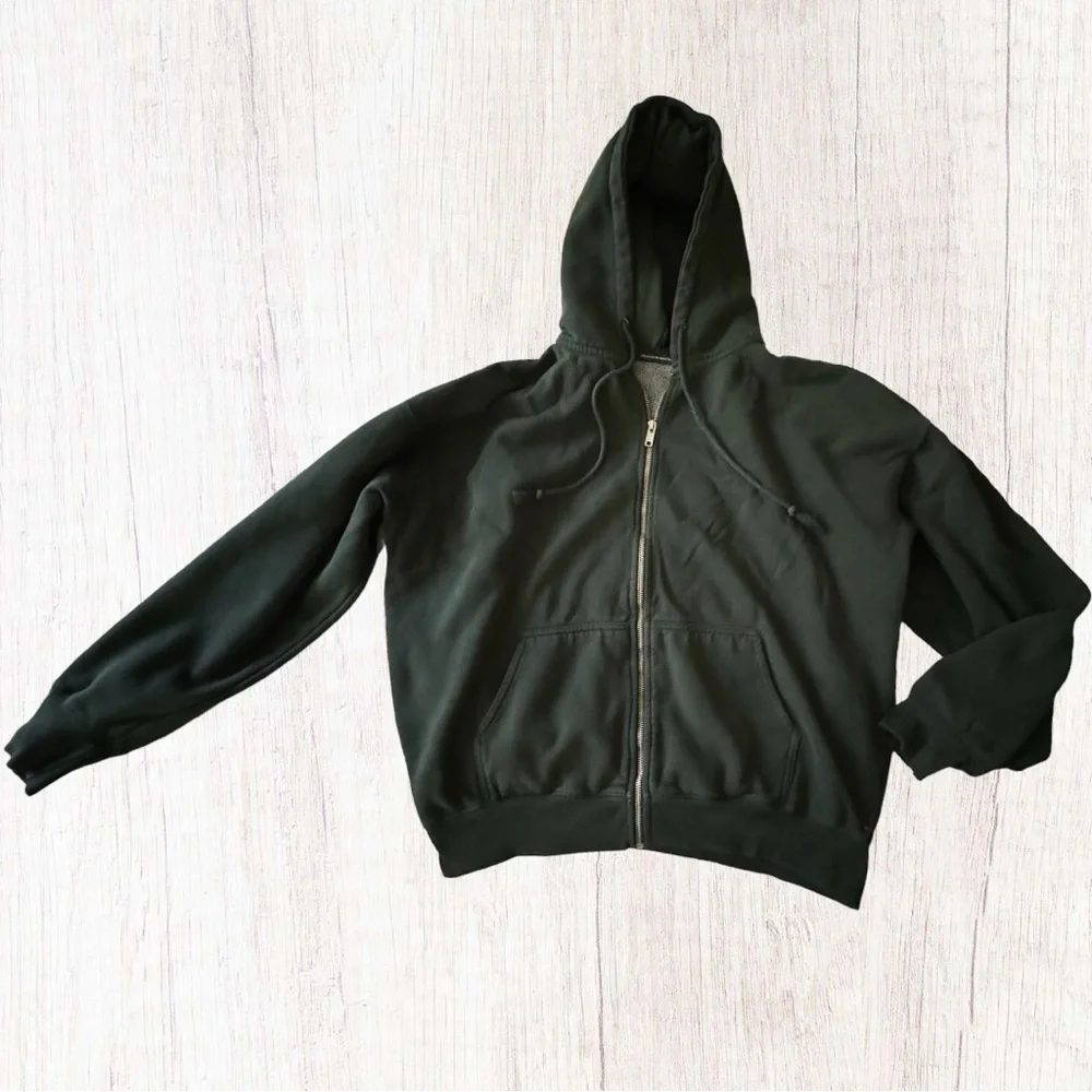 Brandy Melville Full Zip Christy Oversized Hunter Green Hoodie Sweatshirt OS - Picture 1 of 5